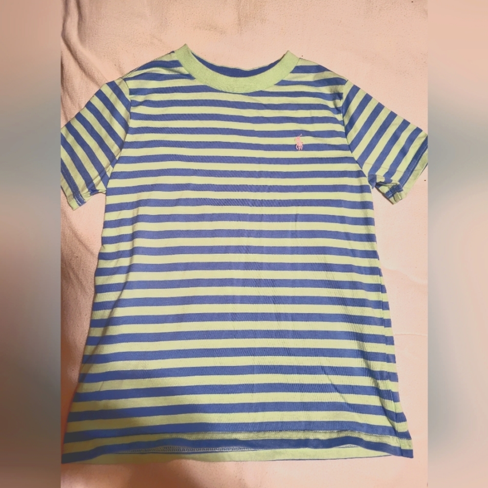 Polo Ralph Lauren - Boys Striped Tee - Size 6 - Green and Blue